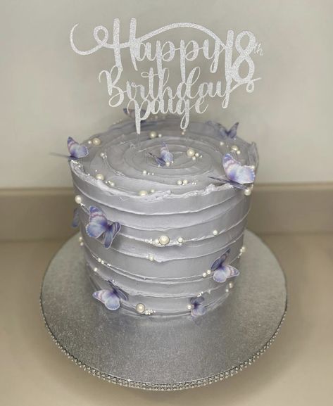 Purple Silver Cake, 18thbirthday Cake, Purple Sweet 16, 19th Bday, Glitter Birthday Cake, Cake Purple, Purple Cakes Birthday, 17 Birthday Cake, Butterfly Birthday Cakes