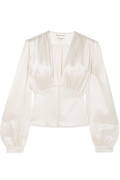 Satin Blouses, White Blouse, Net A Porter, Silk Blouse, Saint Laurent, In Italy, Blouses, Satin, Silk