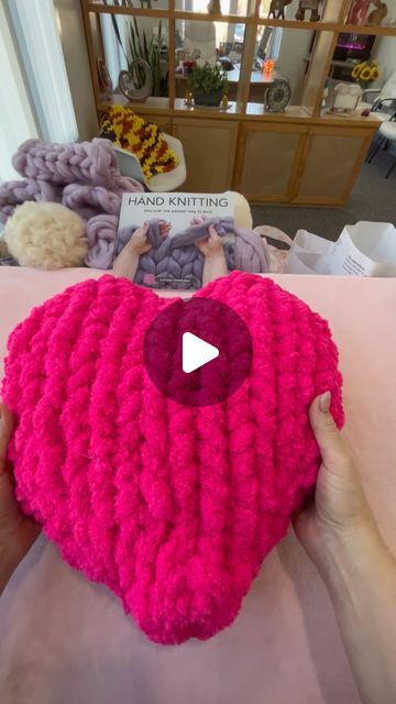 Chunky Yarn, Blankets, DIY Kits on Instagram: "Hand knitting a Heart pillow - Valentine’s Day is coming soon! - - - - - - - - - - #heartpillow #pillow #heart #handknit #handknitting #chunkyknit #chunkyknitting #becoziyarn #becozichunkychenille #diyknitting #instaknitting #instaknitters" Diy Finger Knitting, Blankets Diy, Finger Crochet, Jumbo Yarn, Chunky Knitting, Finger Knitting, Heart Pillow, Blanket Yarn, Diy Knitting