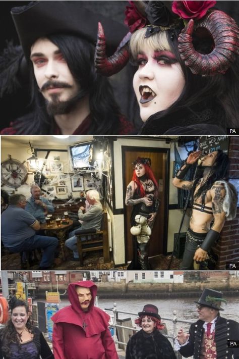 Thousands of people from all over the UK and beyond take part in the Whitby Goth Weekend. The event, which was first held in 1994, was prompted by the town's association with Bram Stoker's gothic novel, Dracula. Halloween In England, Whitby Goth Weekend, Places In England, Gothic Novel, Spooky Places, Halloween Traditions, Weird And Wonderful, North Yorkshire, Dracula