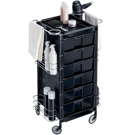 TAXI S $299.00 Have the most stylish salon around with this high quality, modern salon and stylist trolley straight from Italy. This trolley is equipped with six interchangeable sliding drawers, suspandable on both sides. With spaces for placing tanks and bottles and supports for hairdryer this trolley is highly functional and beautiful. Salon Trolley, Sliding Drawers, Drawer Slides, Modern Salon, Both Sides, Hair Salon, Drawers, Italy, High Quality