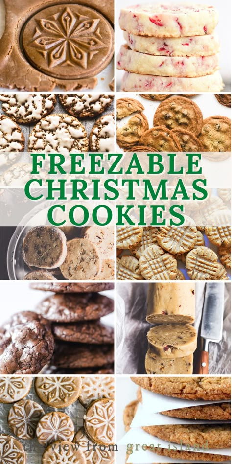 These 10 freezable Christmas cookie recipes will give you a head start on the busy baking season. Your holidays are about to get super chill! From shortbread and gingerbread to chocolate chip cookies, pecan sandies, and more! Freezable Christmas Cookies, Christmas Cookie Dough Recipe, Freezable Cookie Dough, Freezable Cookies, Christmas Cookie Dough, Freezer Cookies, Easy Gingerbread Cookies, Crispy Chocolate Chip Cookies, Pecan Sandies