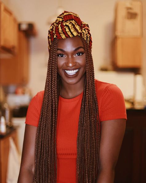 Auburn Box Braids, Brown Knotless Box Braids, Brown Box Braids, Brown Braids, Headwrap Hairstyles, Colored Box Braids, Braids Pictures, Nursery Animals, Knotless Box Braids