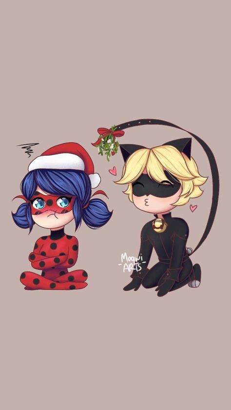 Ladynoir Wallpaper, Miraculous Christmas, Miraculous Ladybug Christmas, Noir Wallpaper, Mlb Fan Art, Miraculous Fanart, Punk Disney Princesses, Lady Noir, Christmas Comics