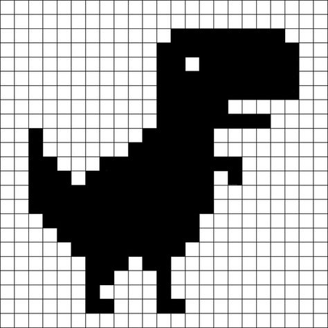 No Internet Dinosaur Pixel Art, Pixel Dinosaur Google, Dino Pixel Art Pattern, Dinosaur Crochet Grid, Simple Cat Pixel Art, Dinosaur Pixel Art Small, Easy Pixel Crochet Pattern, Dinosaur Tapestry Crochet, Pixel Art Two Color