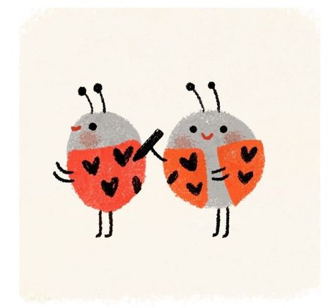 Ladybug Illustration, Illustration Love, Arte Inspo, Love Bugs, 로고 디자인, Funky Art, Cute Doodles, 그림 그리기, Happy Valentine