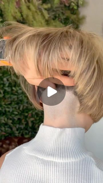 Haircut Lovers | Inspiration on Instagram: "Short Nape Undercut Bob done by @haliitates ✂️🔥 #bob #bobhaircut #bobhairstyle #aline #alinebob #undercut #undercutbob #shortnape #nape #haircut #napecut #shorthair #shorthairstyles #shavedneck #buzzed #behindthechair #undercutgirls #undercuthairstyle #napeundercut #shorthairdontcare" Shaved Nape Bob Haircut, Short Nape Bob, Short Inverted Bob Haircuts Back View, Short Bob With Undercut Nape, Undercut Bob Haircut Hidden, Inverted Bob Short Stacked Wedge Haircut, Short Hairstyle Women With Undercut, Small Undercut Nape, Choppy Bob Hairstyles With Undercut