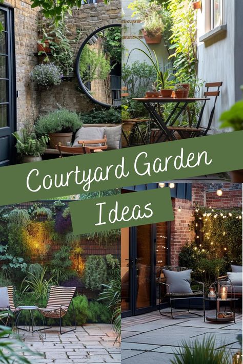 With these strategies, even the smallest courtyard can be transformed into an enchanting retreat, perfect for relaxation and enjoyment. Remember, the key is to blend functionality with personal style, ensuring your courtyard is both a practical and delightful extension of your home. Whether you’re gardening, dining, or simply unwinding, your transformed courtyard will be a cherished space for years to come. Small Interior Courtyard Design, Small Front Courtyard Ideas Entrance, Entrance Courtyard Ideas, Fountain In Courtyard, Tiny House With Courtyard, Diy Courtyard Ideas, Modern Farmhouse Courtyard, Small Walled Garden Ideas, Front Courtyard Ideas Court Yard Patio