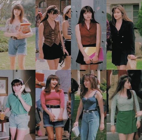 90210 Outfits, 90210 Fashion, Fashion Brenda, Brenda Walsh, Moda Curvy, 90s Inspired Outfits, Tv Show Outfits, 90s Looks, Look Retro