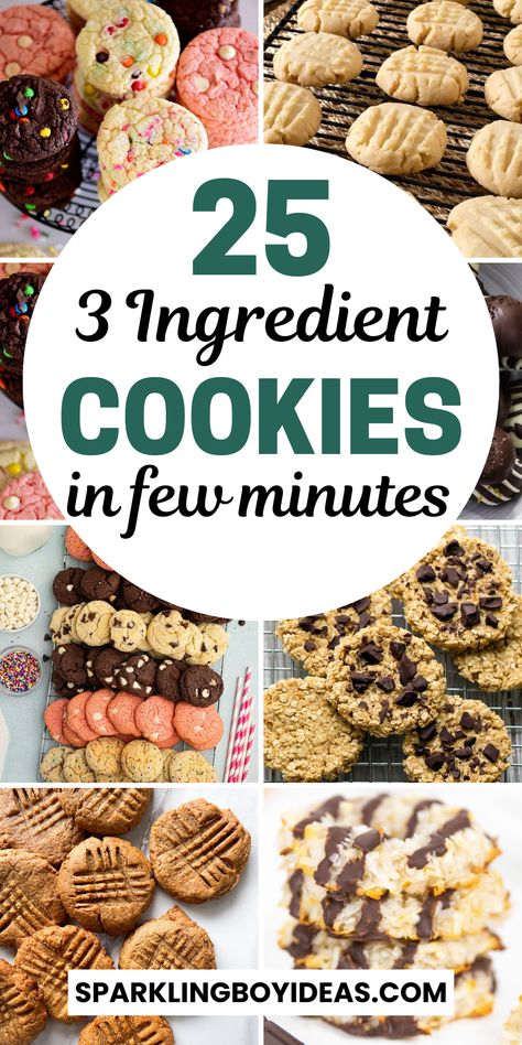 Indulge in the simplicity of 3 ingredient cookies, perfect for quick homemade treats. Our easy 3 ingredient desserts are ideal for busy bakers and include options like shortbread cookies, peanut butter cookies, oatmeal cookies, chocolate chip cookies, and more. You'll also find vegan cookies and gluten-free cookies. Discover kid-friendly cookie recipes that are a breeze to make. Dive into effortless cookie recipes that are as delicious as they are easy! So try these easy 3 ingredient treats. Kraft Peanut Butter Cookies 3 Ingredient, 100 Cookies 4 Ingredients, Cheap Easy Cookies, Peanut Butter Cookies 3 Ingredient Easy, Healthy 3 Ingredient Cookies, Gluten Free 3 Ingredient Cookies, 2 Ingredient Cookie Recipes, Cookies Easy Quick, Few Ingredient Cookie Recipes