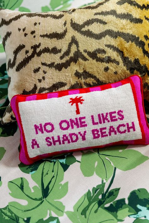 Summer Store, Furbish Studio, Fun Sayings, Needlepoint Pillow, Beach Pillows, Small Pillow, Detailed Embroidery, Wool Throw Pillows, Beach Modern