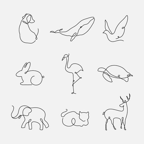 One Line Animals, Animal Line Art, Animal Line Drawings, Animal Outline, Vector Line Art, Logo Animal, Single Line Drawing, Simple Line Drawings, Vector Line