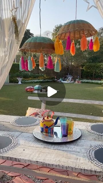 Navneet Sandhu Singh - DIY | DECOR on Instagram: "The easiest idea for last minute Holi Decor 😄 & by far the most loved one too ….  : #holi2022 #throwback #holidaydecor #holifestival #holidayparty #diyideas #designdecortravel" Terrace Decoration Ideas For Party, Holi Theme Decoration At Home, Holi Theme Decoration, Holi Decorations Ideas, Holi Decor, Holi Decoration, Holi Theme, Holi Festival, Last Minute