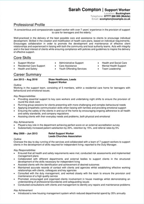 Cv Profile, Writing A Cv, Cv Example, Good Cv, Cv Writing, Introductory Paragraph, Support Worker, Cv Examples, Cv Template Professional