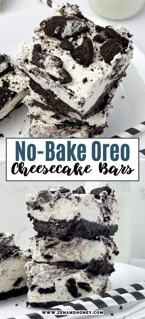 No Bake Oreo Cheesecake Bars – are a quick and easy big batch dessert recipe that requires only a handful of ingredients. They are easier to make than a whole Oreo cheesecake and they taste so insanely good. Oreo Cheesecake 9x13 Pan, Oreo Cheesecake Bars Easy, Oreo Desserts Easy Quick, Oreo Cheesecake No Bake Easy, Easy Non Bake Desserts, Easy Big Batch Desserts, Oreo Cheesecake Bars No Bake, Oreo Bars Recipe, Easy Desserts For A Crowd No Bake