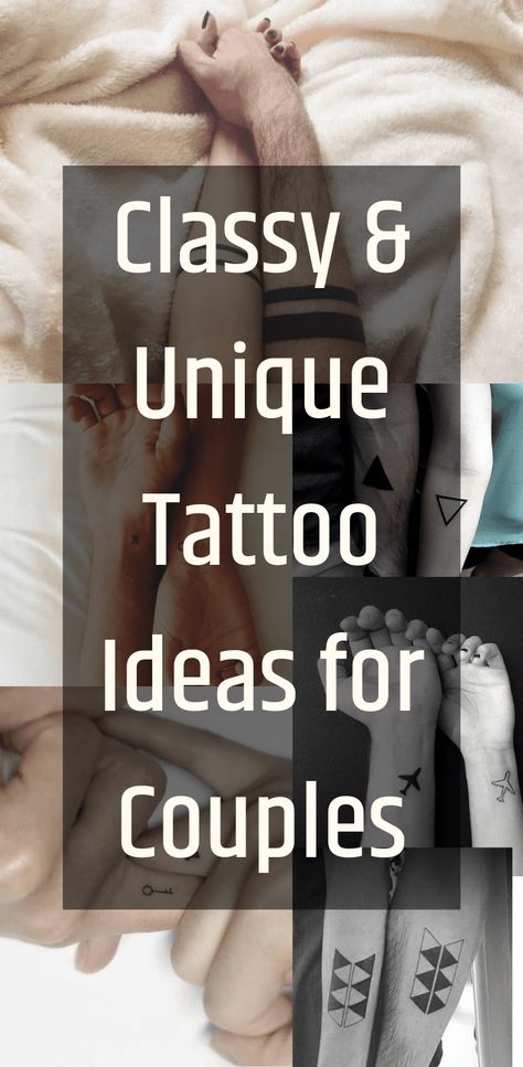 Classy Couple Tattoos, Couple Tattoos Unique Married Small, Couples Tatoos Married Small, His And Her Matching Tattoos, Micro Couple Tattoos, Small Husband And Wife Tattoos Simple, Wife Husband Tattoo, Tattoos For Husband Ideas, Couple Tattoos Unique Meaningful Symbols