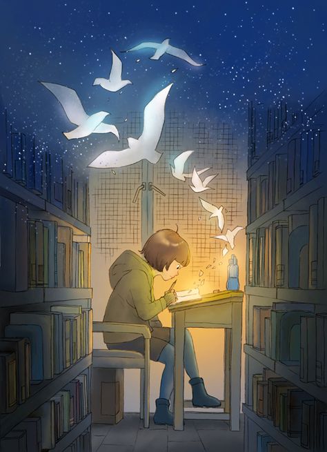 book art 그림 낙서, Illustration Noel, Reading Art, Book People, World Of Books, Photo Images, Book Shelf, Book Nooks, Birds Flying