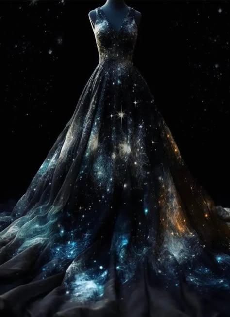 Writing Outfits, Galaxy Outfit, Pretty Clothing, Galaxy Dress, Viking Dress, Stella Maris, Dream Dresses, Fantasy Gowns, Dress Aesthetic