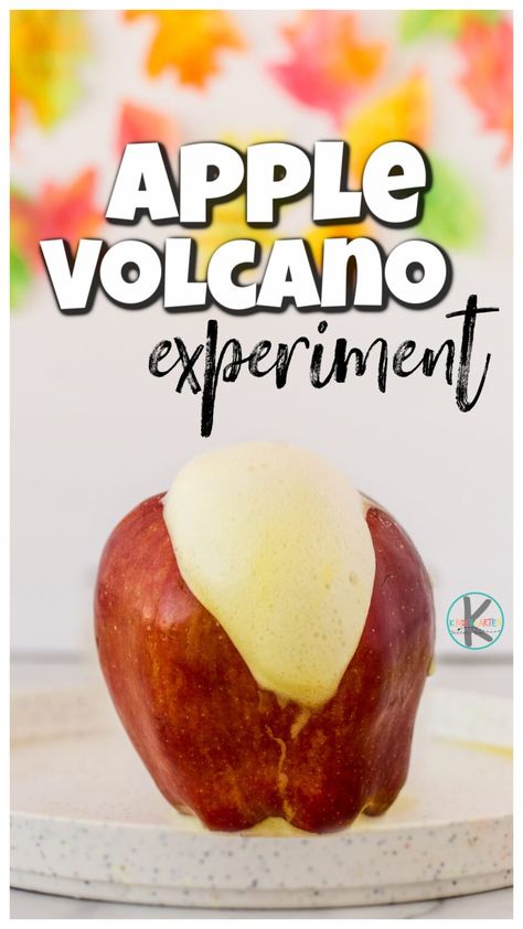 Make science come alive with this quick and easy apple volcano! This apple volcano experiment is perfect for September! This apple experiment help skids visualize the chemical reaction that takes place in a baking soda and vinegar experiment. All you need are a few simple materials to try this apple activity this fall. Try this apple science experiment with preschool, pre-k, kindergarten, first grade, 2nd grade, and 3rd grders too. Add this apple activities to your upcoming apple theme or list o Apple Volcano Experiment, Preschool Apple Worksheets, Apple Science Experiments, Apple Science, Taffy Apple, Apple Life Cycle, Volcano Experiment, Abc Game, Apple Lessons