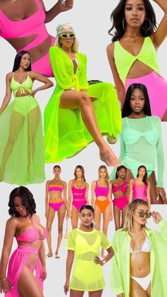 Neon Beach Party Outfit, Tropical Pool Party Outfit, Tropic Like Its Hot Bachelorette Party Outfits, Neon Bikinis Bachelorette, Neon Beach Bachelorette, Neon Bachelorette Pool Party, Neon Swimsuit Bachelorette Party, Neon Bathing Suits Bachelorette, Neon Themed Bachelorette Party