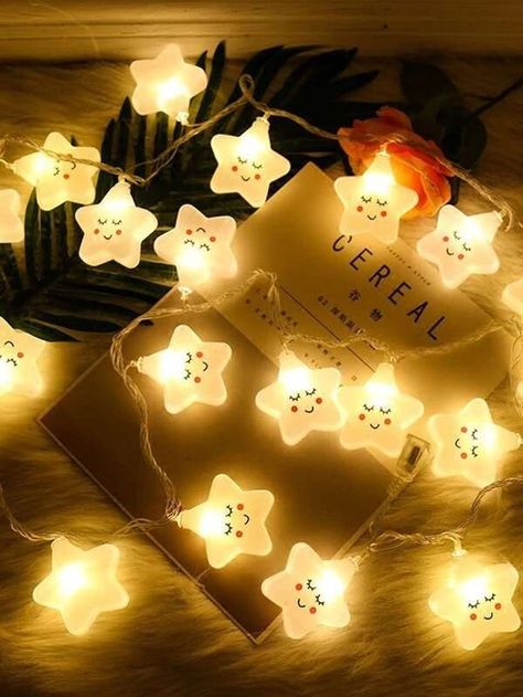 Star Shaped Bulb String Light 1pc Led Star Lights, Fairy Lights Bedroom, Star Night Light, Cute Diy Room Decor, Bulb String Lights, Unique Christmas Decorations, Cloud Shapes, Novelty Lighting, Pisco