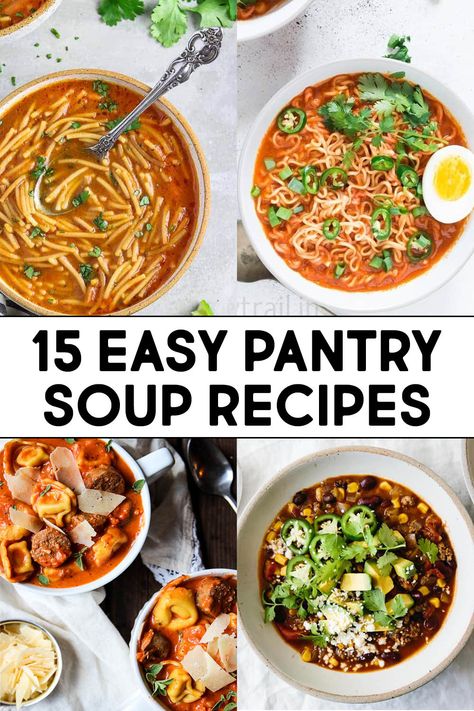 If you need a quick and easy dinner recipe, check out this roundup of 15 easy pantry soup recipes. You can make most of these soup recipes in 30 minutes or less. Pantry Soup, Fast Soup Recipes, Easy Homemade Soups, Quick Soup Recipes, Simple Family Meals, Quick Soup, Quick And Easy Soup, Spicy Soup, Soup Dinner