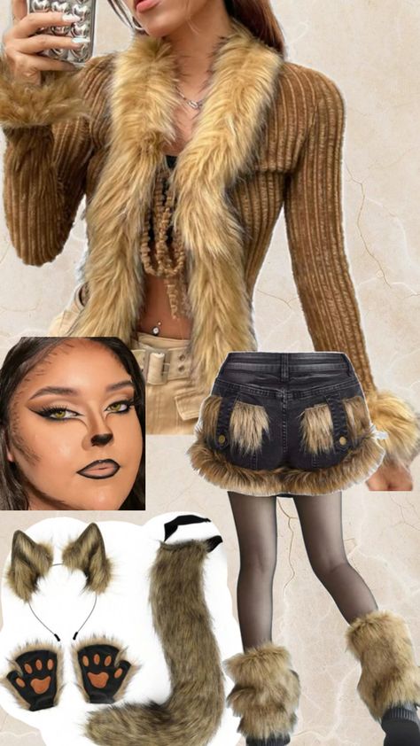 Wolf / loup garou costume inspo for the girlies #halloween #halloweencostume #wolfcostume #inspohalloweencostume Halloween Werewolf Costumes, Wolf Halloween Costume Women, Halloween Wolf Costumes, Big Bad Wolf Costume Women, Fox Costume Women's, Werewolf Costume Female, Wolf Costume Women, Werewolf Outfit, Werewolf Cosplay