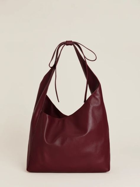 Best of Bags | Sustainable Bags | Reformation Reformation Vittoria Tote, Slouchy Leather Tote, Tote Bags For College, College Tote Bag, Uni Bag, Slouchy Hobo Bag, Burgundy Bag, Slouchy Tote, Soft Leather Handbags