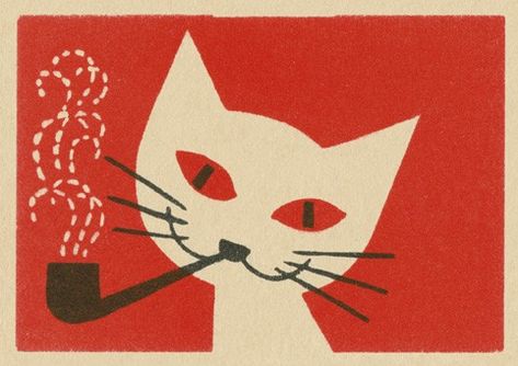 Matchbox Label, Art Greeting Cards, Apartment Art, Cat Posters, Cats Illustration, Vintage Cat, Cat Illustration, Funky Art, Cat Drawing