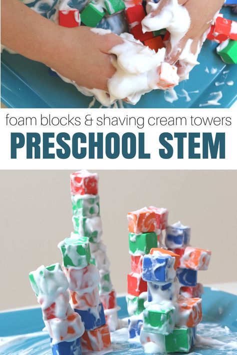 Building Preschool, Stem Activities Preschool, Preschool Stem, Preschool Science Activities, Summer Preschool, Stem Activity, Learning Tips, Creative Curriculum, Foam Blocks