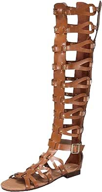 Thigh High Sandals, Knee High Gladiator Sandals, Strappy Flat Sandals, Gladiator Flats, Womens Gladiator Sandals, Strappy Flats, Strappy Sandals Flat, Caged Sandals, Tan Shoes