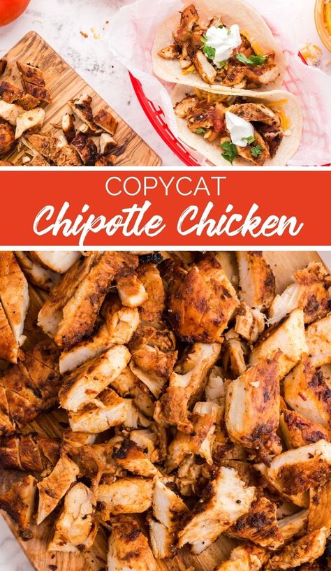 Copycat Chipotle Chicken, Chipotle Chicken Recipe, Chipotle Copycat Recipes, Chipotle Recipes Chicken, Chipotle Recipes, Copycat Chipotle, Chicken Burritos, Chipotle Chicken, Copycat Restaurant Recipes