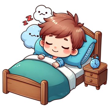 Sleeping In Bed Illustration, Kid Cartoon Characters, Boys Single Bed, Sleep Illustration, Sleeping Illustration, Table Cartoon, Bed Cartoon, Sleeping Cartoon, Kid Sleep