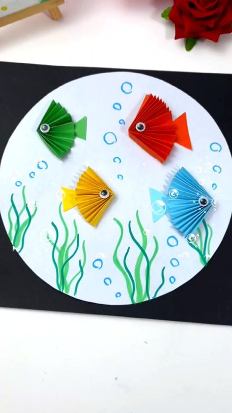 Handicrafts Ideas Handmade, Underwater Crafts For Kids, Art N Craft Ideas For Kids, Plates Crafts, Sea Creatures Crafts, Underwater Crafts, Beach Crafts For Kids, Aquarium Craft, Scuba Vbs