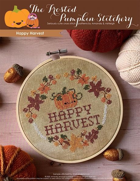 Pumpkin Cross Stitch Patterns, Autumn Cross Stitch Patterns, Pumpkin Cross Stitch, Fall Cross Stitch, Happy Harvest, Halloween Cross Stitches, Sweet Pumpkin, Dmc Embroidery Floss, Cute Cross Stitch