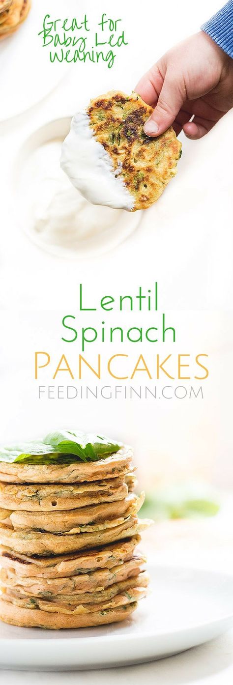 Finger Food For Kids, Lentil Spinach, Pancakes Gluten Free, Spinach Healthy, Spinach Pancakes, Apple Blueberry, Wood Apple, Food For Kids, Vegan Baby