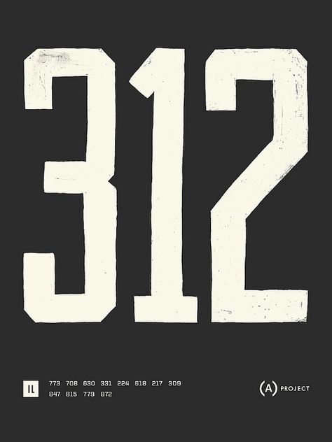 312 - IL by mike.juxtavision, via Flickr Graphic Design Collection, My Kind Of Town, Area Codes, The Windy City, Ex Machina, Typography Letters, Typography Inspiration, The Numbers, Typography Fonts