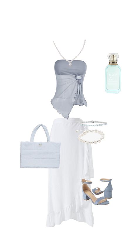 blue summer outfit 🌊 #summer2024 #beachoutfit Blue And White Y2k, White Y2k Outfit, Usher Concert, Blue Summer Outfits, White Y2k, Cute Beach Outfits, Concert Fit, Blue Cute, Concert Fits