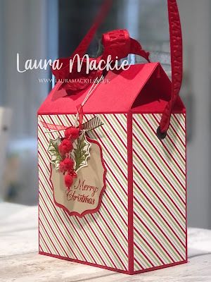 Stampin' Up! UK Demonstrator Laura Mackie Papercrafter: Gift Bag Box video Tutorial Christmas Bags Diy Paper, Diy Christmas Boxes, Diy Christmas Box, Homemade Gift Bags, Homemade Gift Boxes, Box Video, Christmas Boxes, Table Favors, Gift Bags Diy