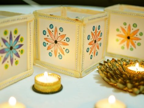 Diwali Lantern Making Tutorial - The Crafty Angels Diwali Craft Ideas, Diy Diwali Lanterns, Diwali Lantern, Assignment Ideas, Diy Paper Christmas Tree, Handmade Lanterns, Mini Mandala, Diy Christmas Lights, Lantern Craft