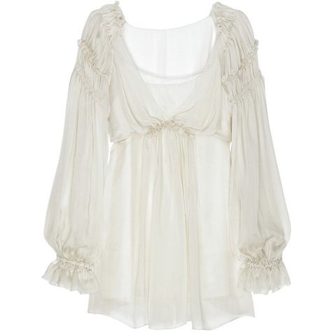 Ruffled silk-chiffon blouse (14.070 RUB) ❤ liked on Polyvore featuring tops, blouses, shirts, dresses, women, long camisole, ruffle blouse, long sleeve sheer blouse, v-neck shirts and collarless shirt Ruffle Shirts Blouses, Silk Chiffon Blouse, Sheer Long Sleeve Top, Ivory Blouse, Collarless Shirt, Sheer Long Sleeve, Sheer Shirt, Mein Style, Alberta Ferretti