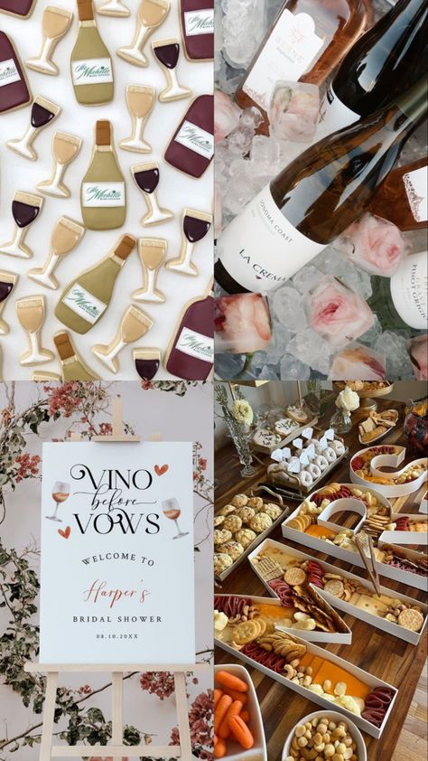 Vineyards And Vows Bachelorette, Napa Bridal Shower Ideas, Winery Shower Ideas, Wine Trail Bachelorette Party, Engagement Party Winery, Wine Engagement Party, Winery Bridal Shower Decor, Vino Before Vows Bridal Shower Decor, Winery Bachelorette Theme