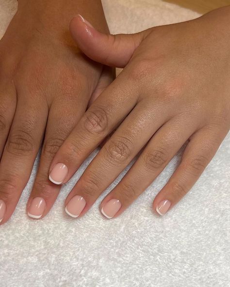 Short French Nails Biab, Short Classy Biab Nails, Short French Biab Nails, First Set Of Biab Nails, Biab Short Nail, Short Biab French Tip Nails, Starter Biab Nails, Cute Short Natural Nails Ideas Simple, Short Biab Nails French