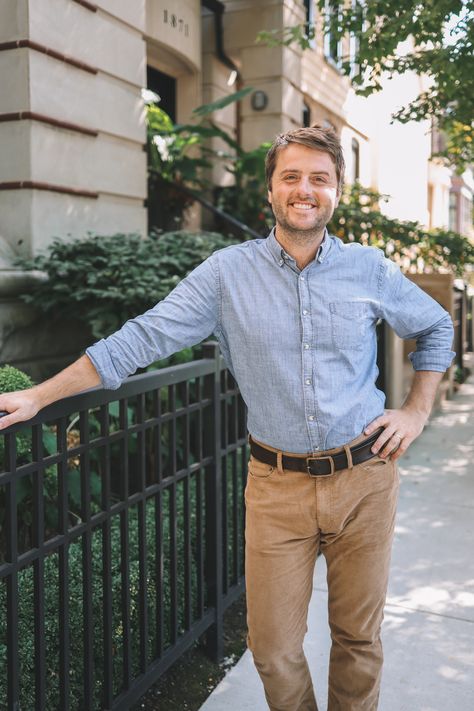 Mitch’s Corduroys and Chambray Shirt (Love the darker wash, too.) Men’s Chambray Shirt Outfit, Chambray Shirt Outfit Men, Chambray Shirt Outfit, Chambray Shirt Outfits, Preppy Man, Kelly In The City, Shirt Outfit Men, Preppy Mens Fashion, Man Stuff