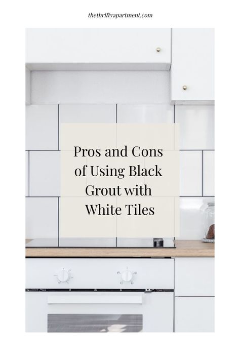 There are many pros and cons to using black grout. Before you make a decision, find out why homeowners are flocking to this color grout. Black Grout White Tile, White Tiles With Black Grout, White Tile Black Grout, Thrifty Apartment, White Tiles Black Grout, Tile With Black Grout, Color Grout, Large White Tiles, White Tile Shower