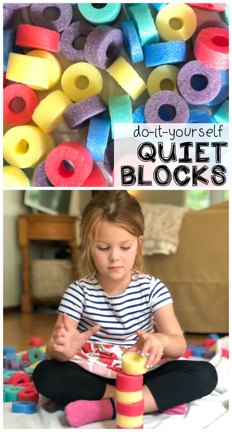 DIY Quiet Blocks - I Can Teach My Child! Toddler Daycare, Pool Noodle Crafts, Infant Classroom, Toddler Class, Quiet Time Activities, Toddler Classroom, Baby Learning Activities, Quiet Activities, Daycare Activities