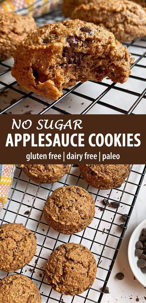 Paleo Recipes Using Applesauce, Low Cholesterol Cookies Healthy, Gluten Dairy Free Cookie Recipes, Healthy Low Carb Cookies, Cookie Recipes Using Applesauce, Gf Sf Cookies, Keto Gluten Free Dairy Free Desserts, Non Inflammatory Desserts, Gluten Dairy Sugar Free Desserts