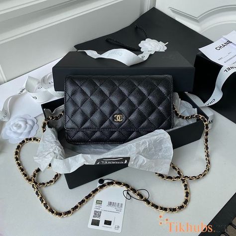 Chanel WOC Black Gold Hardware With Magnetic Closure Size 19.5 cm - tikhubs.ru 2025 Motivation, Bags Wishlist, Chanel Wallet On Chain, Chanel Woc, Cosmetics Bag, Luxury Purses, Genuine Leather Purse, Coin Wallet, Women Wholesale