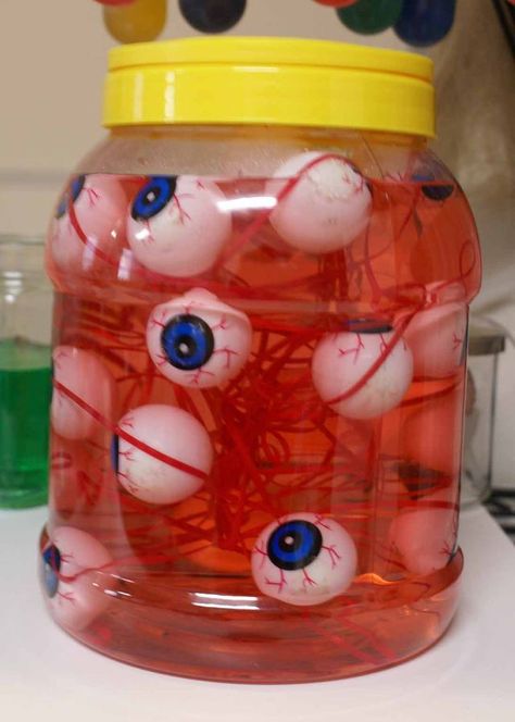 Eyeball Birthday Party, Jar Of Eyes Halloween, Eyeball Jar Halloween, Plastic Eyeballs Halloween, Fake Eyeballs Halloween, Halloween Eyeballs In A Jar, Eyeball Halloween Decor, Halloween Eyeballs Decorations, Eyeball Craft