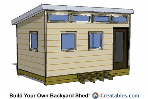 10x16 Modern shed plans with door on the end. 10x16 Shed, Shed Designs, Office Shed, Lean To Shed Plans, Shed Office, Shed Building, Wood Shed Plans, Lean To Shed, Modern Shed